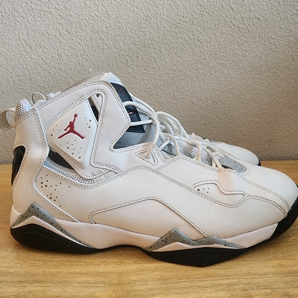 Air Jordan True Flight White Cement Basketball Sneakers 342964-104 Mens 12
